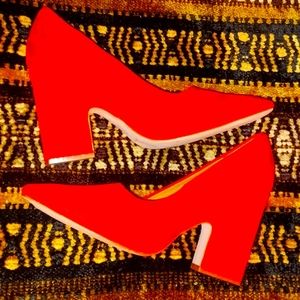 Plush Red Suede Pumps